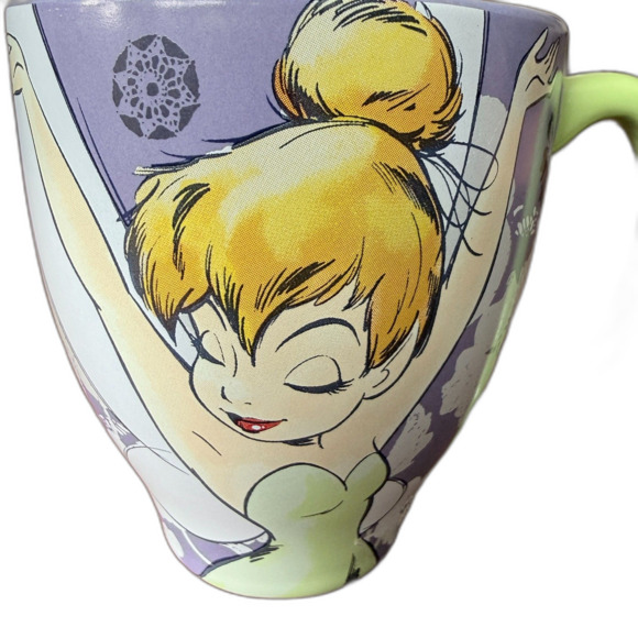 Disney Tinker Bell Ceramic Mug Peter Pan Purple Floral Coffee Cup - Picture 6 of 7